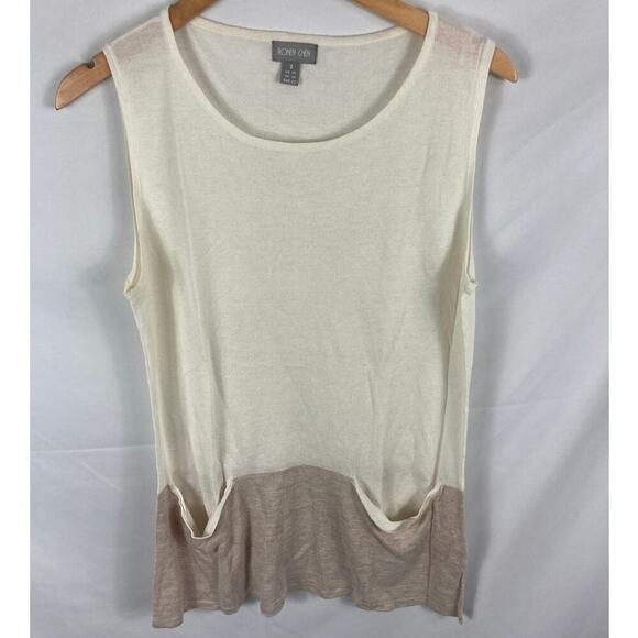 Ronen Chen Linen Blend Ivory White Tan Tank Size 3 / US 10 - Picture 1 of 6
